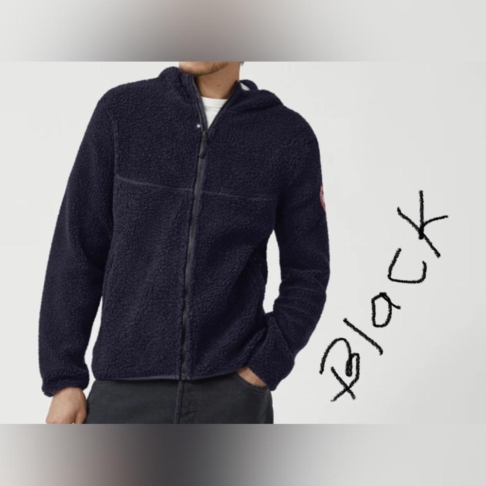 Men's Canada Goose Ainsworth Hoody BLACK Wool Full Zip Fleece Knit Sweater S